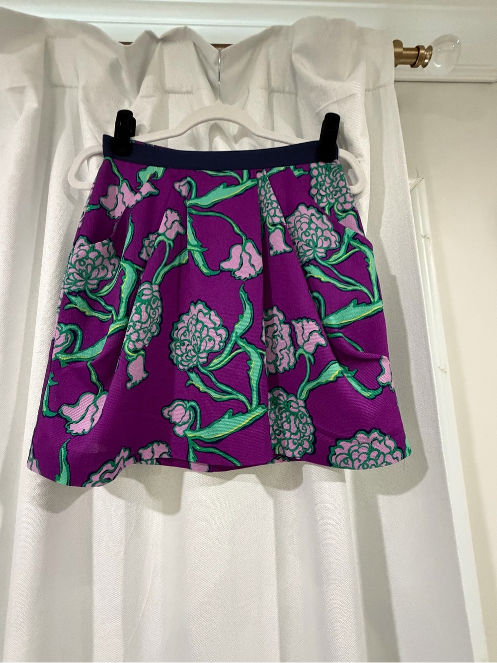 Lilly Pulitzer Purple Floral A-Line Mini Skirt